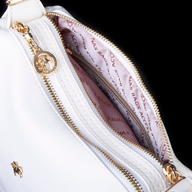 Nas Bag Kadın Omuz ve Çapraz Çanta Çok Gözlü Şık Tasarım (28x18 cm) Beyaz Victoria