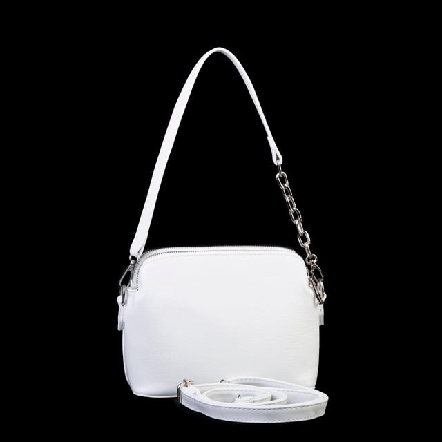 Nas Bag Kadın Omuz ve Çapraz Zincirli ve Uzun Çift Askılı (20x15 cm) Beyaz Victoria