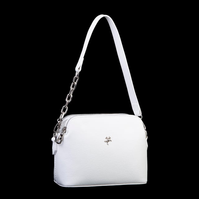 Nas Bag Kadın Omuz ve Çapraz Zincirli ve Uzun Çift Askılı (20x15 cm) Beyaz Victoria