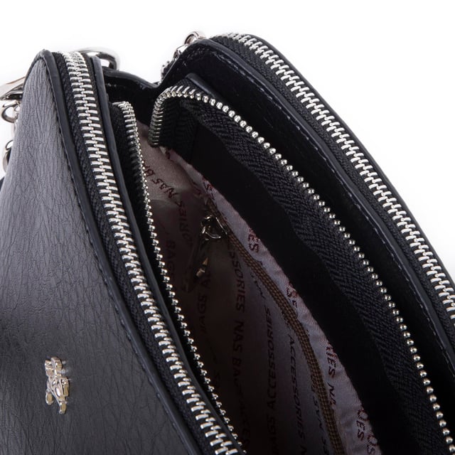 Nas Bag Kadın Omuz ve Çapraz Zincirli ve Uzun Çift Askılı (20x15 cm) Siyah Victoria