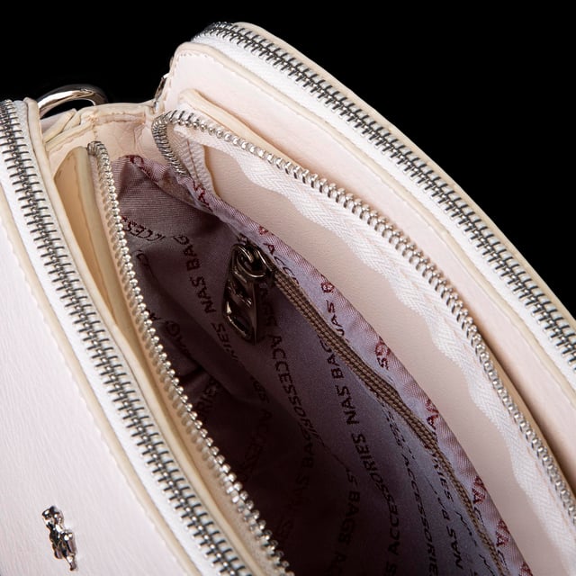 Nas Bag Kadın Omuz ve Çapraz Zincirli ve Uzun Çift Askılı (20x15 cm) Krem  Victoria