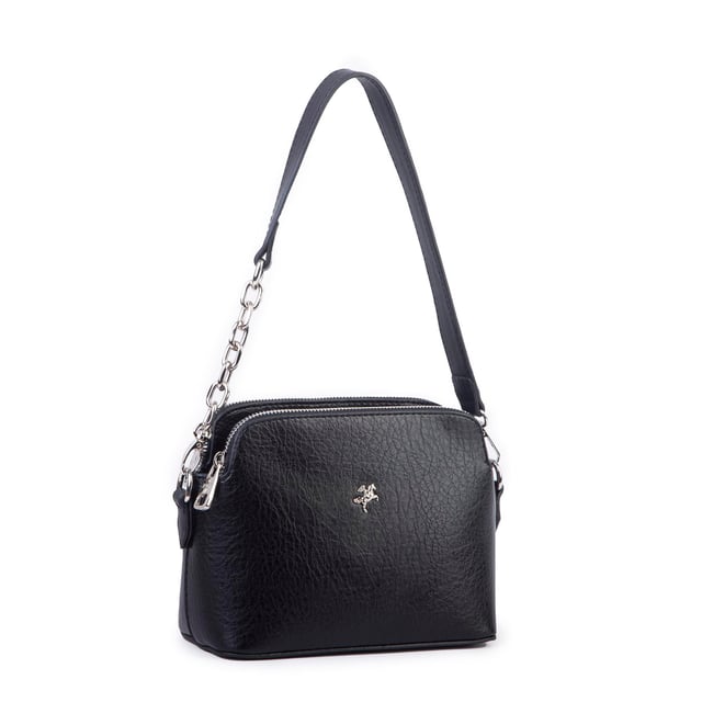 Nas Bag Kadın Omuz ve Çapraz Zincirli ve Uzun Çift Askılı (20x15 cm) Siyah Victoria