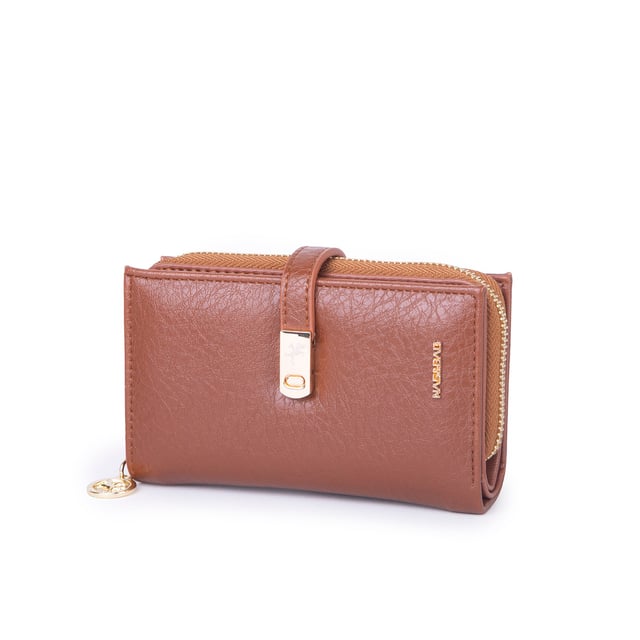 Nas Bag Kadın Orta Boy Kartlık Kağıt Para ve Bozuk Para Tasarımına Sahip Taba Victoria [16x9 cm]