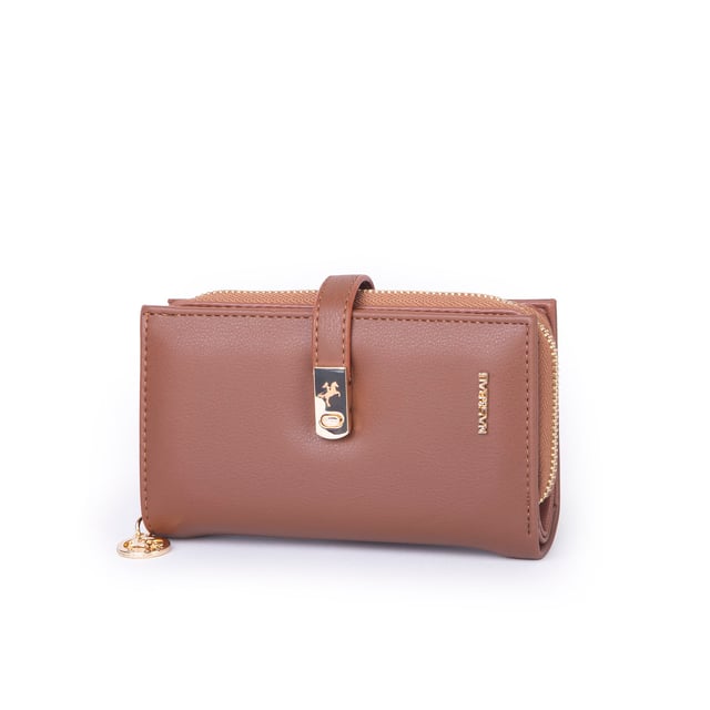 Nas Bag Kadın Orta Boy Kartlık Kağıt Para ve Bozuk Para Tasarımına Sahip Taba Dona [16x9 cm]