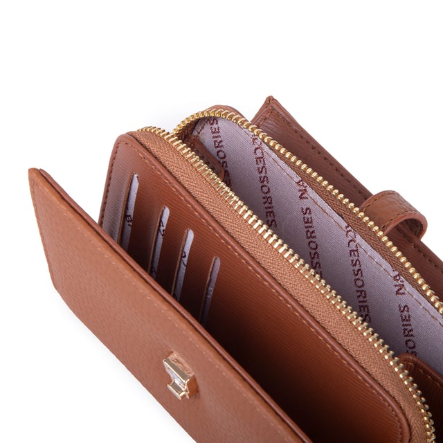 Nas Bag Kadın Orta Boy Kartlık Kağıt Para ve Bozuk Para Tasarımına Sahip Taba Lopez [16x9 cm]