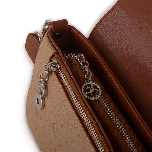 Nas Bag Kadın Postacı Çantası Çift Askılı Kum Taba Gofraj  (22x16x5 cm)