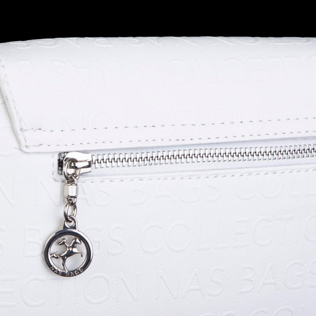 Nas Bag Kadın Postacı Çantası Çift Askılı Beyaz Gofraj  (22x16x5 cm)