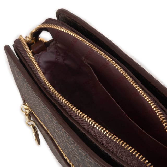 Nas Bag Kadın Postacı Çantası Üç Bölmeli Ayarlanabilir Askılı Kahve Taba Yazılı