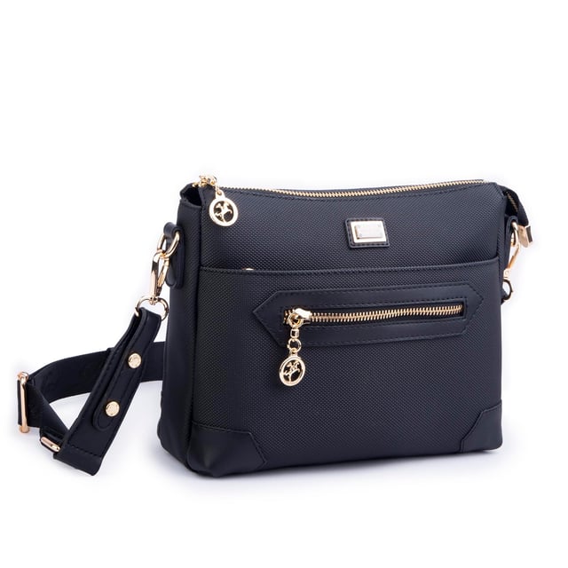 Nas Bag Kadın Postacı Çapraz Çanta Siyah Lacst (en 25 cm ; boy 22 cm )