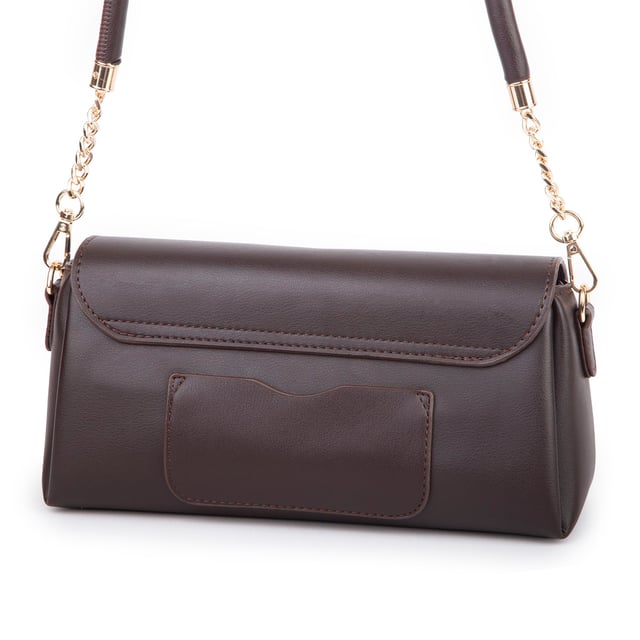 Nas Bag Kadın Sade Şık Omuz ve Çapraz Çanta (en 24 cm ;boy 12 cm ) Kahverengi
