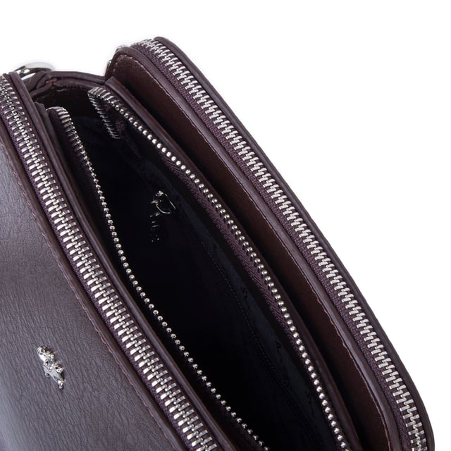 Nas Bag Kadın Sade Şık Omuz ve Çapraz Zincirli ve Uzun Çift Askılı (20x15 cm) Kahverengi Victoria