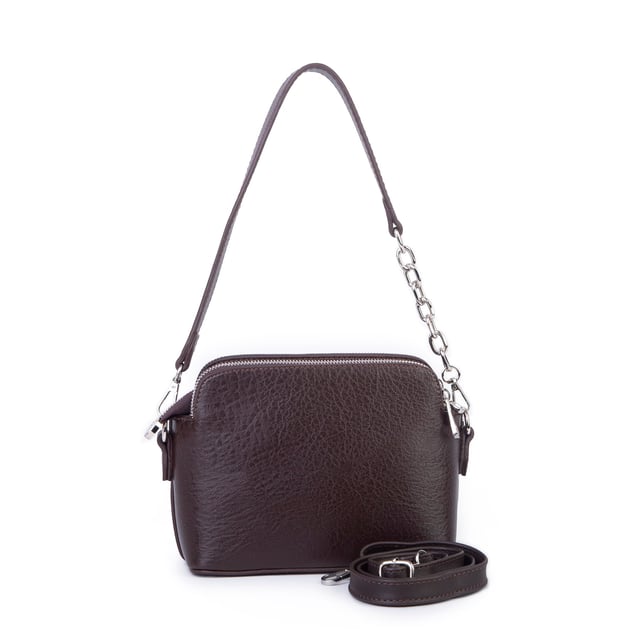 Nas Bag Kadın Sade Şık Omuz ve Çapraz Zincirli ve Uzun Çift Askılı (20x15 cm) Kahverengi Victoria