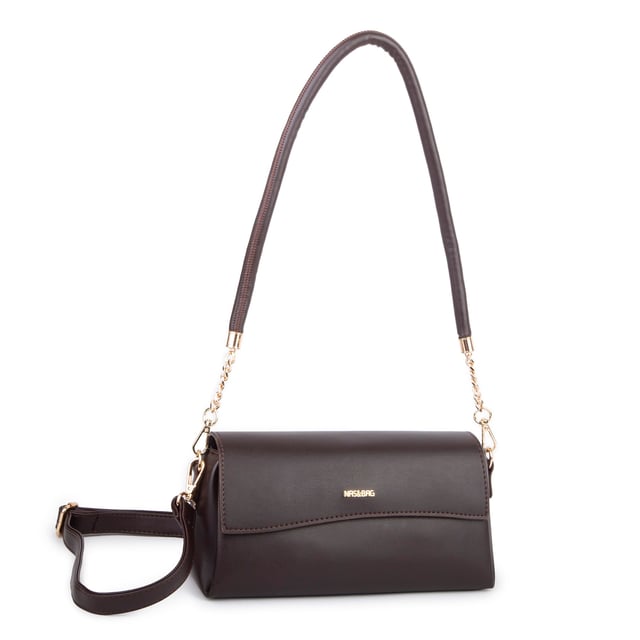 Nas Bag Kadın Sade Şık Omuz ve Çapraz Çanta (en 24 cm ;boy 12 cm ) Kahverengi