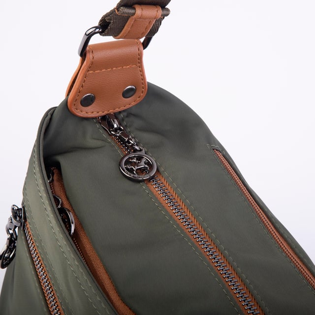 Nas Bag Kadın Salaş Çok Gözlü Çapraz Çanta Yeşil Taba  Buzzy   ( en :30cm x boy: 20 cm )