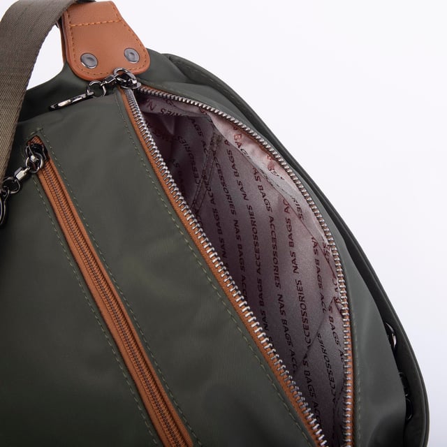 Nas Bag Kadın Salaş Çok Gözlü Çapraz Çanta Yeşil Taba  Buzzy   ( en :30cm x boy: 20 cm )