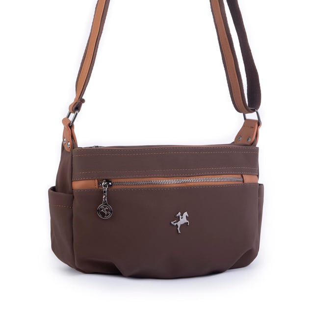 Nas Bag Kadın Salaş Çok Gözlü Çapraz Çanta Kahve Taba  Buzzy ( en :30cm x boy: 20 cm )