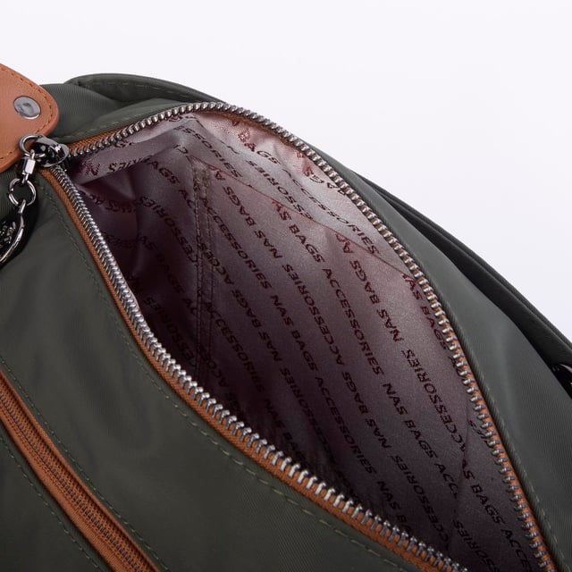 Nas Bag Kadın Salaş Çok Gözlü Çapraz Çanta Yeşil Taba  Buzzy   ( en :30cm x boy: 20 cm )