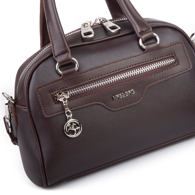 Nas Bag Kadın Şık El ve Postacı Çanta (en 22 cm , boy 16 cm ) Kahverengi