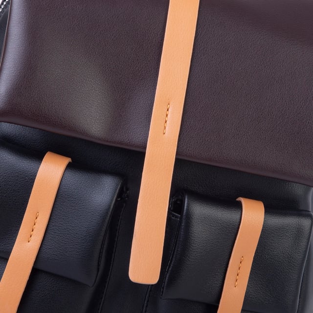 Nas Bag Kadın Şık Günlük Cepli Yumuşak Deri Sırt Çantası Siyah Camel Kahve