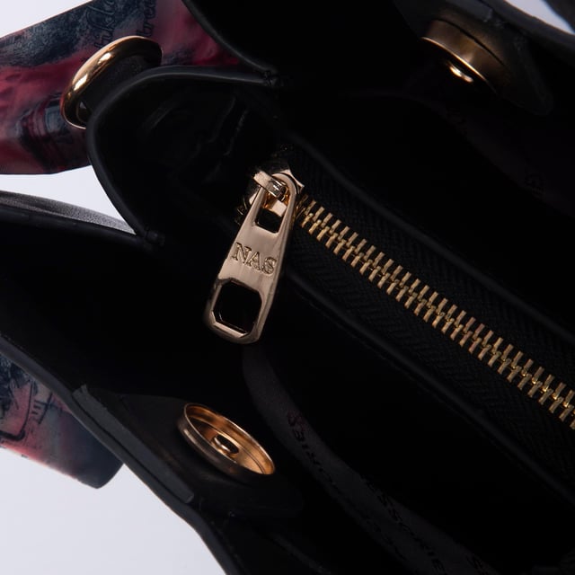 Nas Bag Kadın Şık Sade Midiboy  El ve Çapraz Çanta Siyah Dona 
