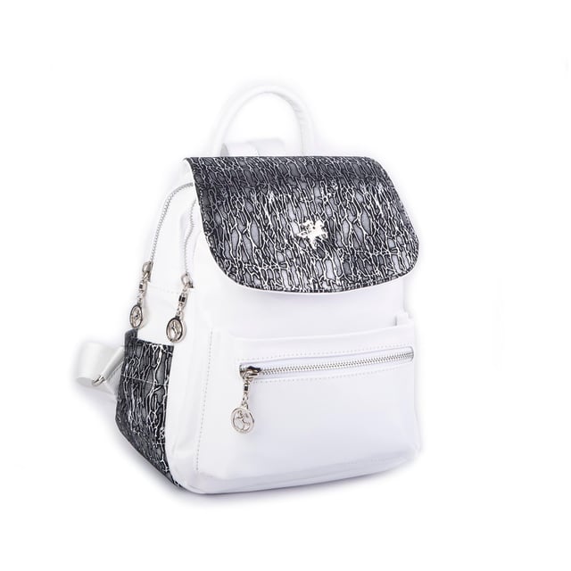 Nas Bag Kadın Sırt Çantası Çift Gözlü Spor Çanta  ( 23x26x14 cm ) Beyaz Krsk Rugan 