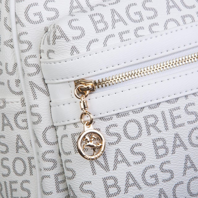 Nas Bag Kadın Sırt Çantası Geniş Hacimli  Beyaz Yazılı