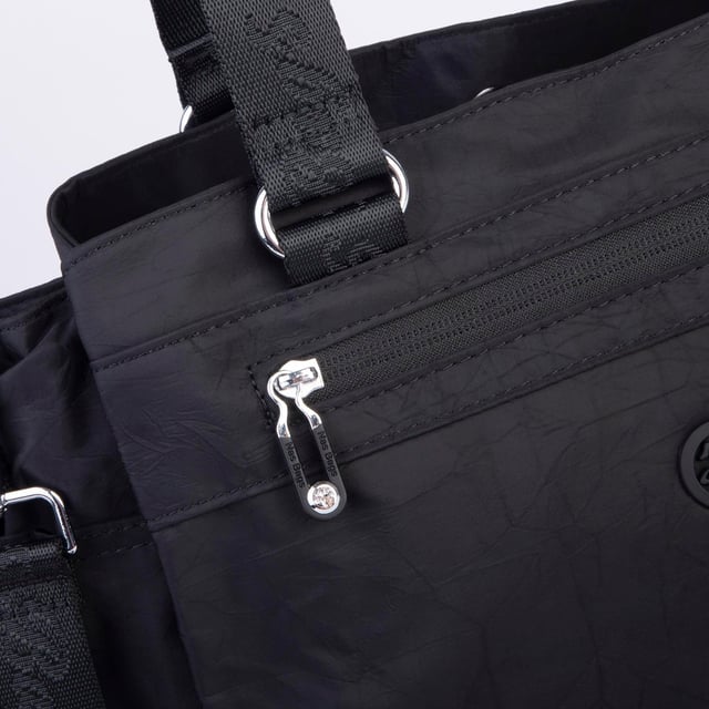 Nas Bag Kadın Su Geçirmez ve Ultra Hafif Üç Gözlü Geniş Hacimli Omuz ve Çapraz Çanta Siyah 