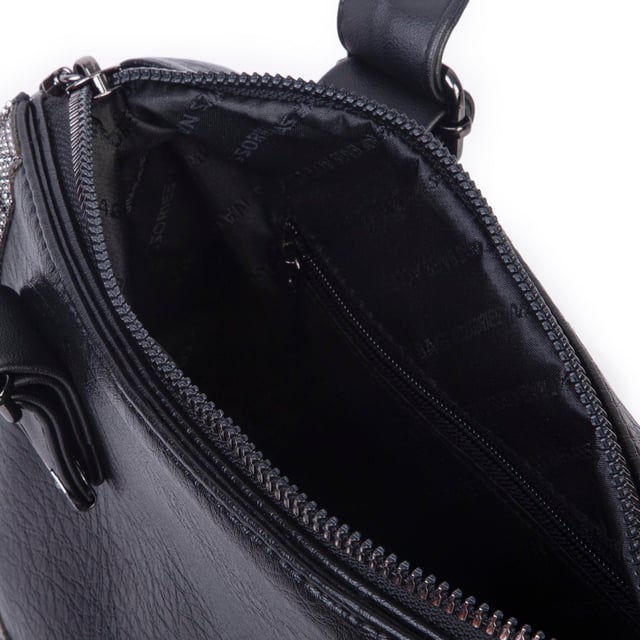 Nas Bag Kadın Taşlı Şık Omuz ve Çapraz Çanta Siyah Victoria