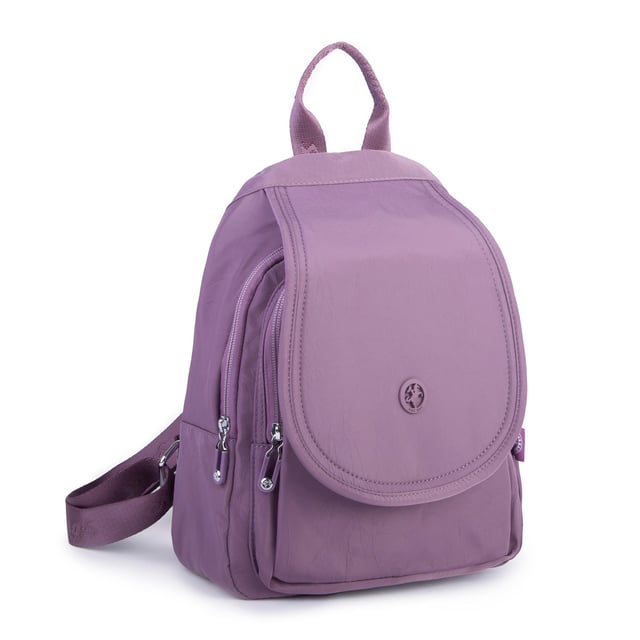 Nas Bag Kadın Water PROOF Ultra Hafif Çift Gözlü Orta Boy Sırt Çantası Mor 