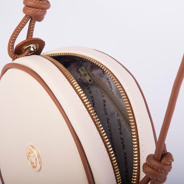 Nas Bag Kadın Yuvarlak Oval Yazlık  Çanta Krem Taba   Luna  