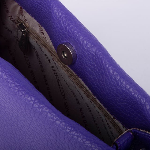 Nas Bag Kadın Zincirli Büzmeli Çıtçıtlı Omuz ve Çapraz Çanta Mor