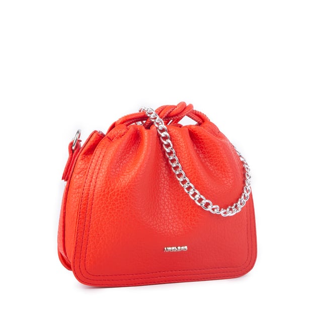 Nas Bag Kadın Zincirli Büzmeli Çıtçıtlı Omuz ve Çapraz Çanta Kırmızı 