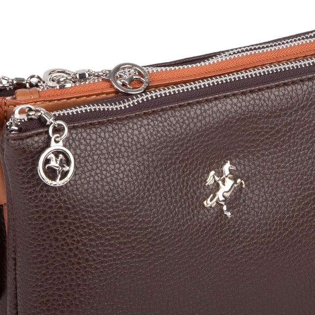 Nas Bag Mini Kadın 3 Gözlü Cüzdanlı Günlük  Çapraz Çanta Kahve Taba Lopez