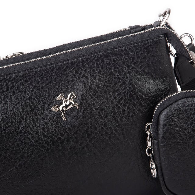 Nas Bag Mini Kadın 3 Gözlü Cüzdanlı Günlük  Çapraz Çanta Siyah Victoria