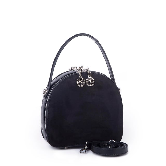Nas Bag Mini Kadın El ve Çapraz Çanta (17x17 cm) Siyah  Süet