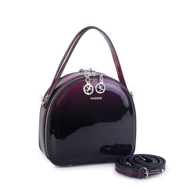 Nas Bag Mini Kadın El ve Çapraz Çanta Bordo Dumanlı (17x17 cm)