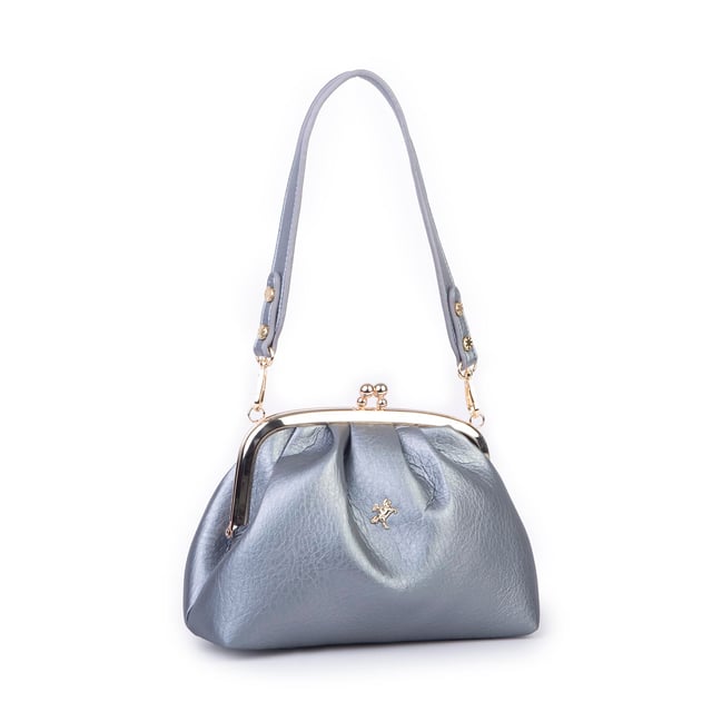 Nas Bag Mini Omuz ve Çapraz Vintage Burslu Çanta (23x15 cm)  Gümüş Victoria