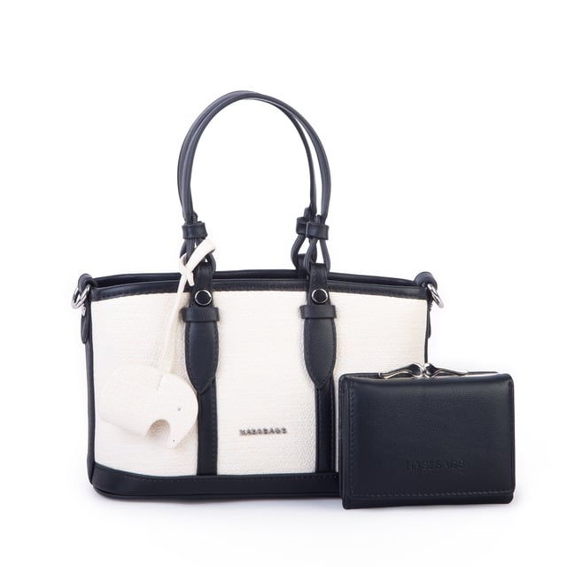 Nas Bag Premium 2 li Mini Set El ve Çapraz Çanta ile Cüzdan Takım Siyah