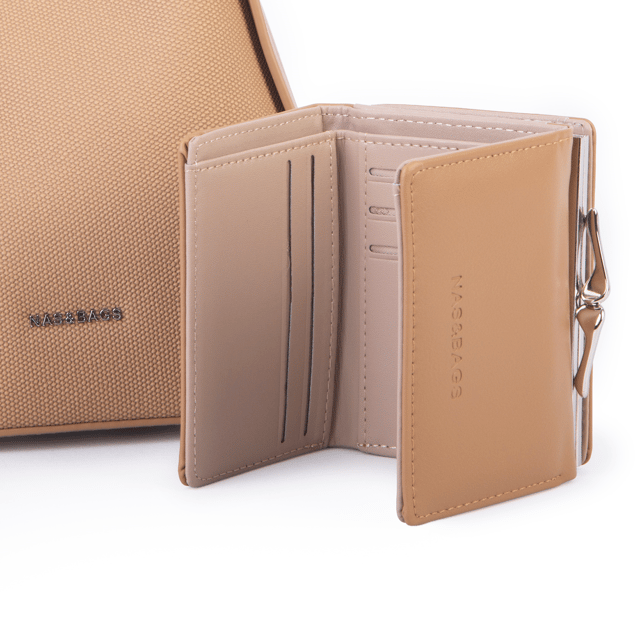 Nas Bag Premium 2li Set Kadın El Omuz ve Postacı Çantası ile Cüzdan Set Kum