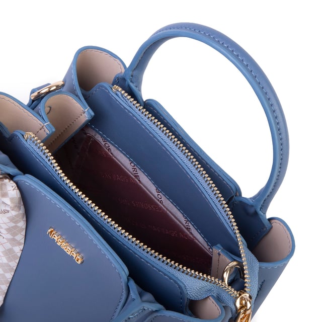 Nas Bag Şık Fularlı Mini  El ve Omuz Çantası Koyu Mavi