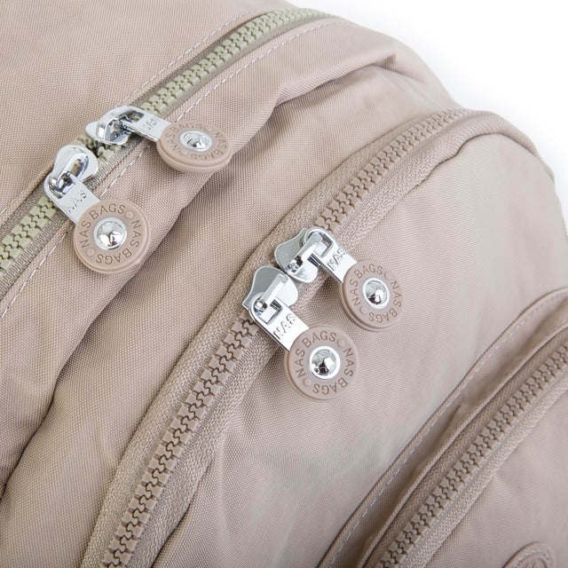 Nas Bag Unisex Su İtici Özellik Kazandırılmış Çok Gözlü Büyük Boy Sırt Çantası Vizon