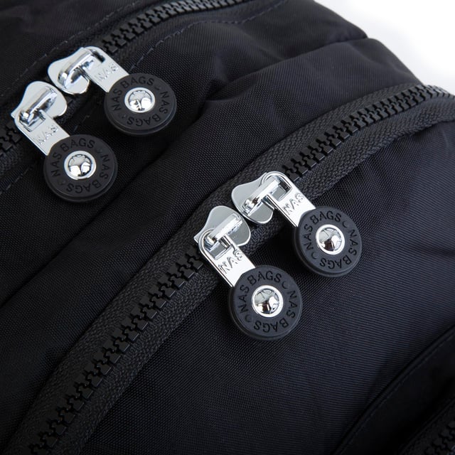 Nas Bag Unisex Su İtici Özellik Kazandırılmış Çok Gözlü Büyük Boy Sırt Çantası Siyah