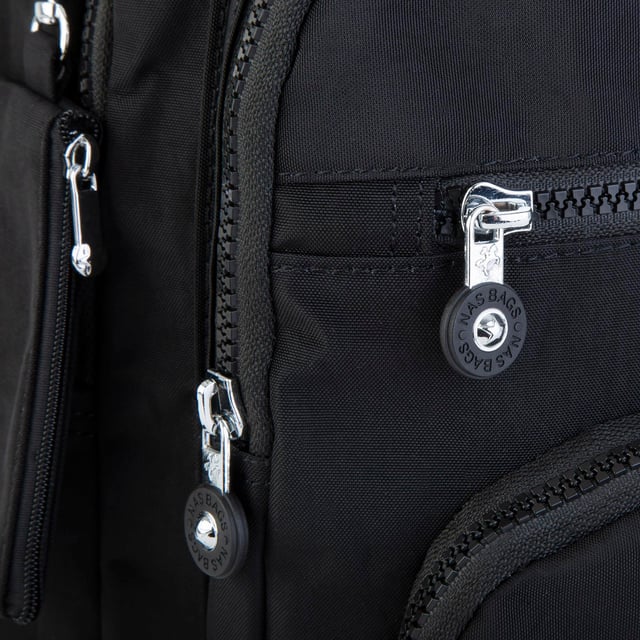 Nas Bag Unisex Su İtici Özellik Kazandırılmış Çok Gözlü Büyük Boy Sırt Çantası Siyah