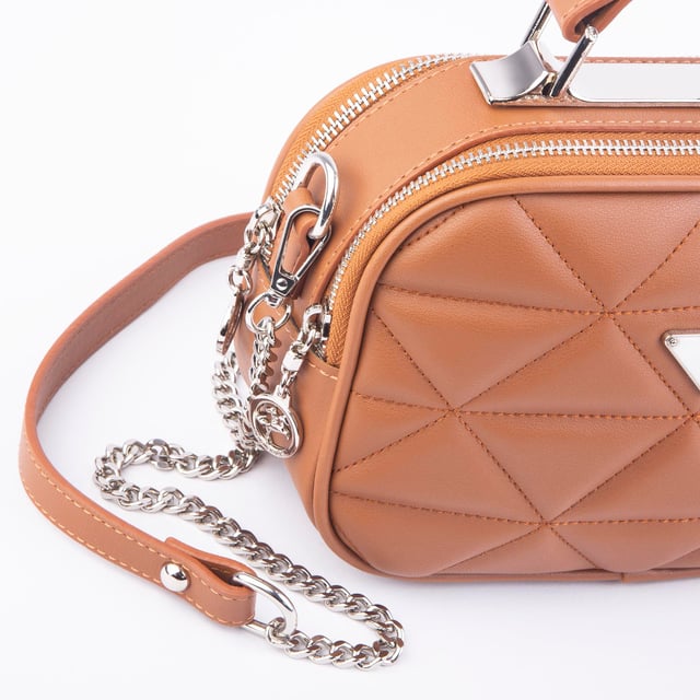 Nas Bag Zincirli Kapitone Çift Gözlü El ve Çapraz Çanta Taba Dona ( 21x16 cm )
