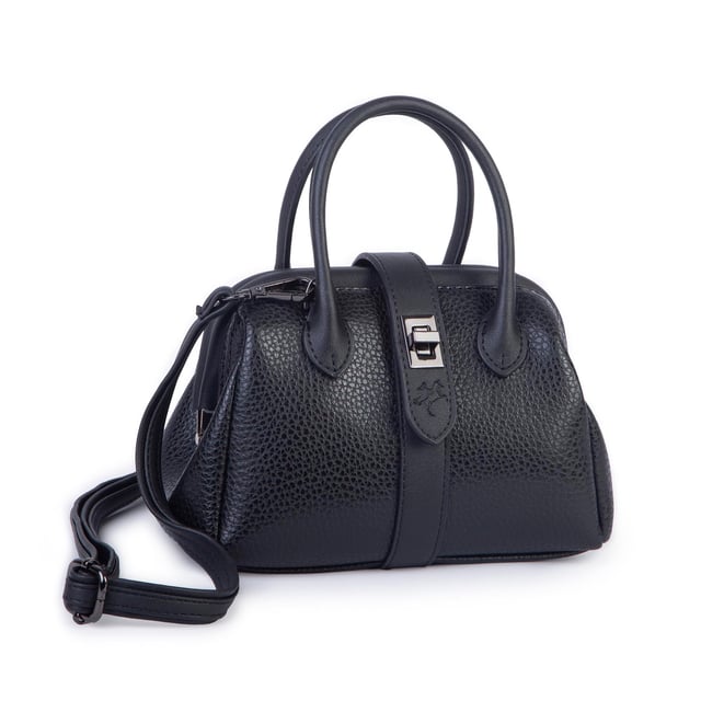  Nas Bag Kadın  Mini Boy Klipsli El ve Postacı Çantası Siyah Lopez (20x13 cm)