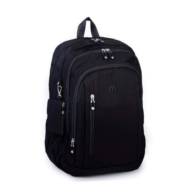  Nas Bag Unisex  Büyük Boy Hafif  Çok Gözlü Okul Sırt Çantası (en :30 cm boy:44 cm) Siyah