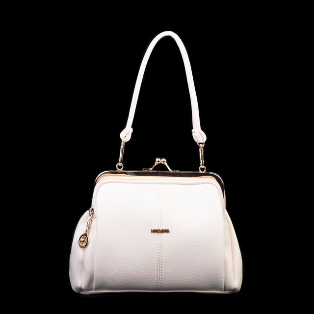 Nas Bag Burslu Klipsli Vintage Omuz ve Çapraz Çanta (23x20 cm ebatlarındadır) Krem Victoria