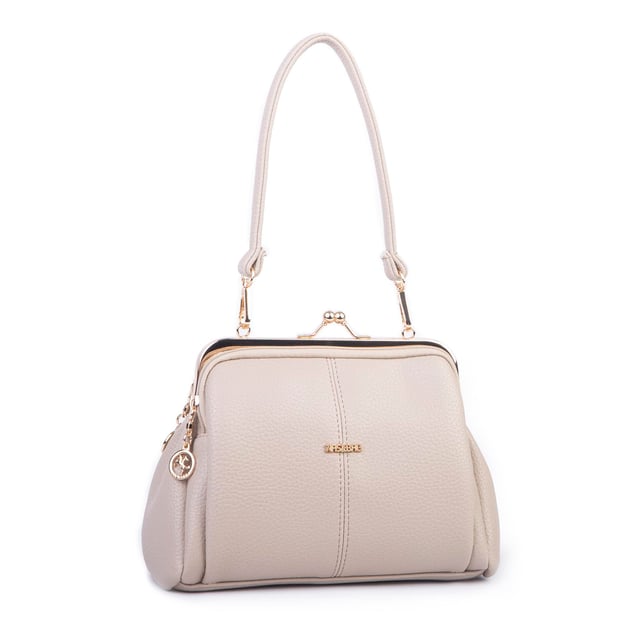 Nas Bag Burslu Klipsli Vintage Omuz ve Çapraz Çanta (23x20 cm ebatlarındadır) Kum Lopez