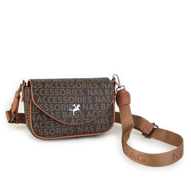Nas Bag Çapraz Çanta Kahve Taba Yazılı
