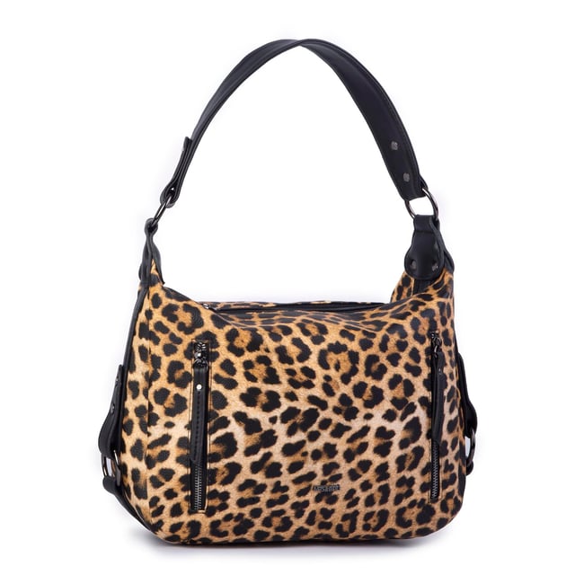 Nas Bag Çok Gözlü Kadın Omuz ve Çapraz Çanta (33x25 cm ) Siyah Leopar